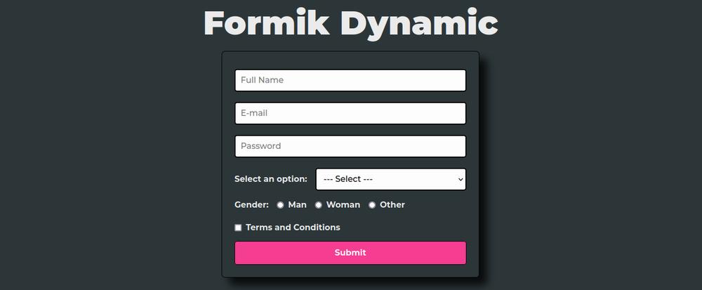 A screenshot of a form with fields for full name, email, password, gender, and a submit button.