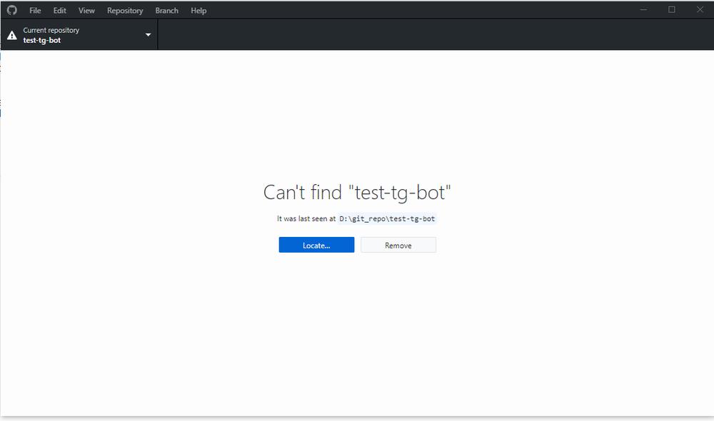 An error message saying Cant find test-tg-bot