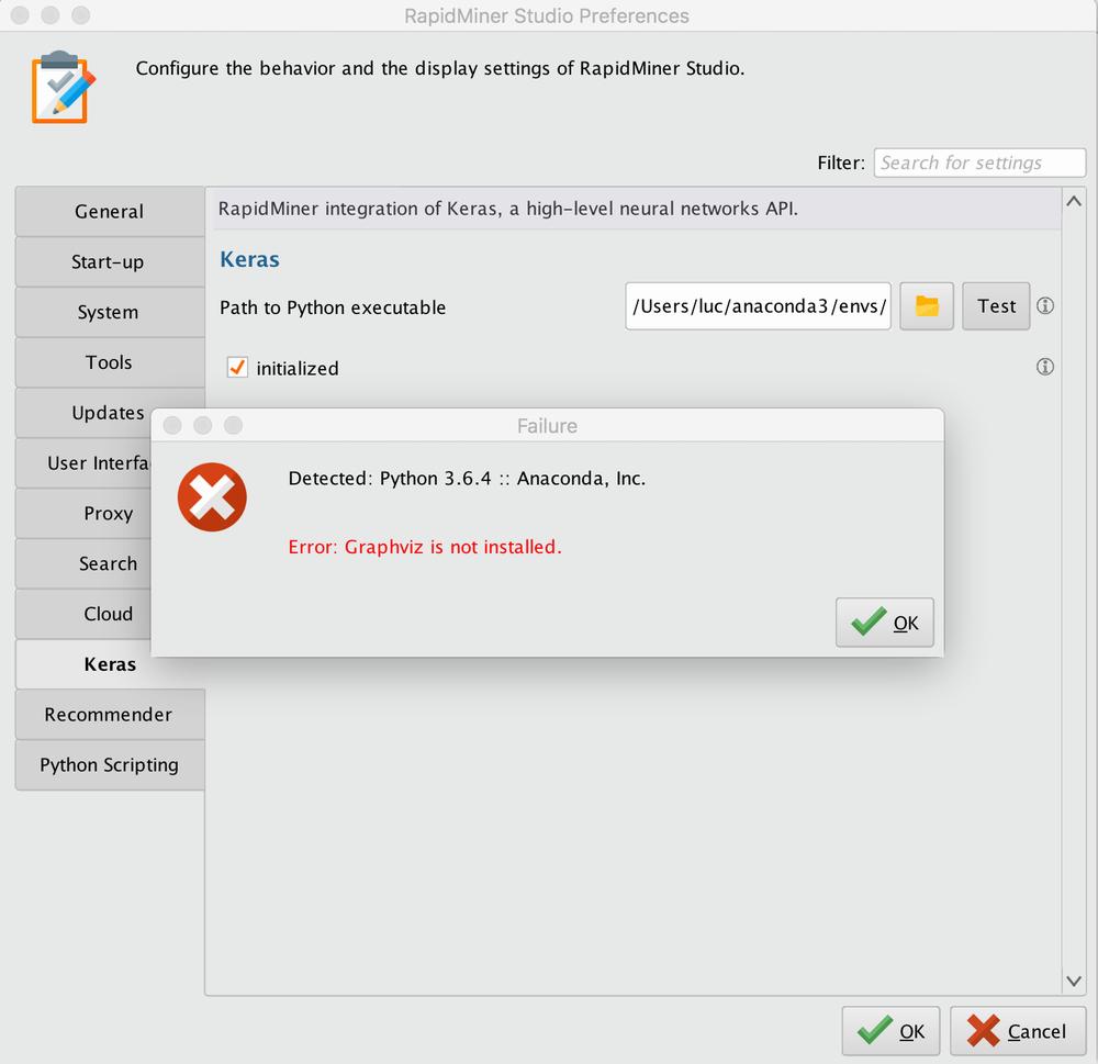 A screenshot of an error message saying that Graphviz is not installed.