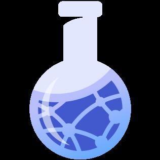 A blue potion with a white top.