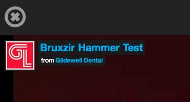 The image is a banner ad for a dental procedure called the Bruxzir Hammer Test from Gilldewell Dental.