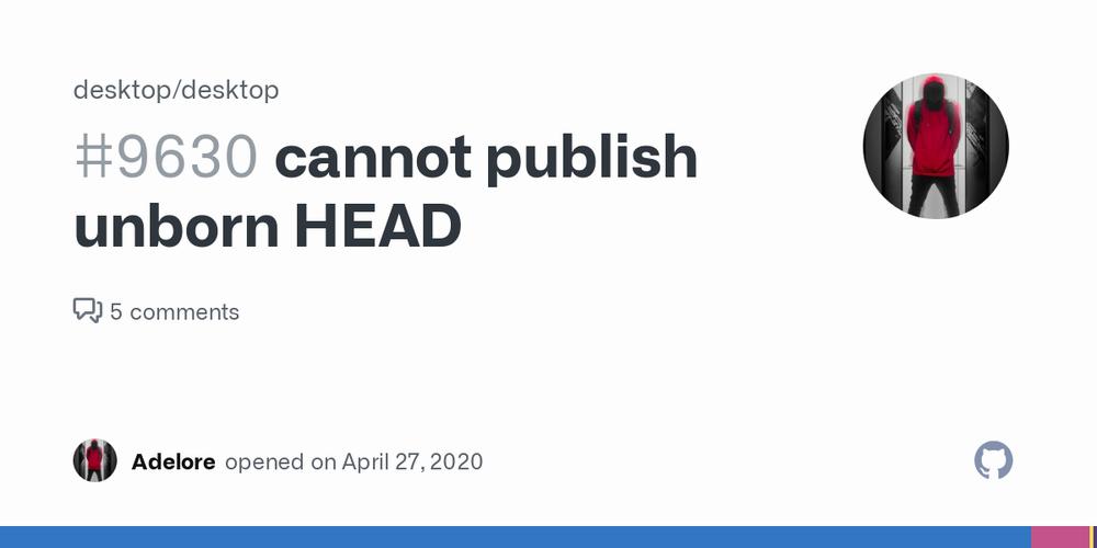 GitHub issue 9630 is reporting an issue with publishing an unborn HEAD.