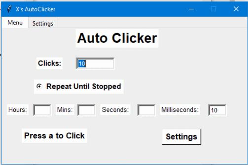 A simple auto clicker program with a GUI.