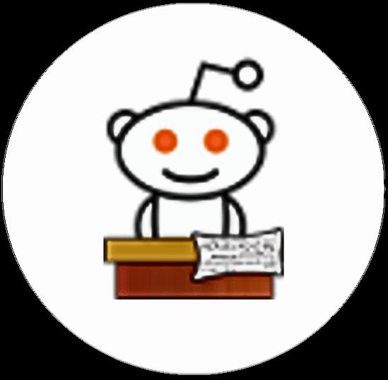 The image shows the Reddit mascot, Snoo, standing behind a podium and holding a gavel.