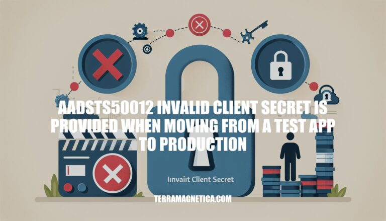 Troubleshooting 'aadsts50012 Invalid Client Secret' Error When Moving from Test App to Production