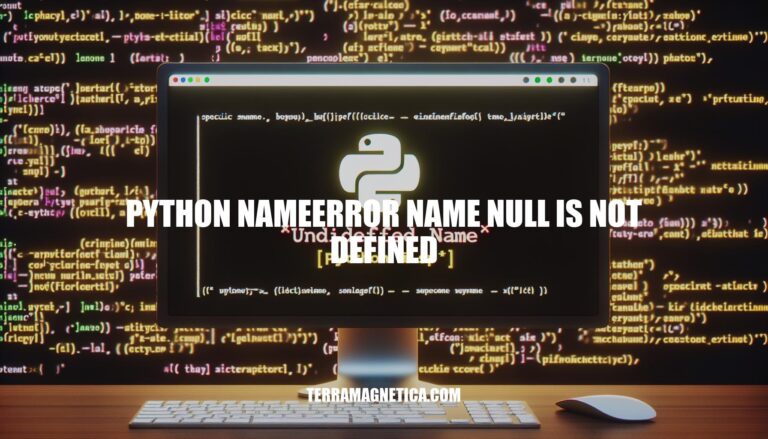 Troubleshooting Python NameError: 'name null' is not defined