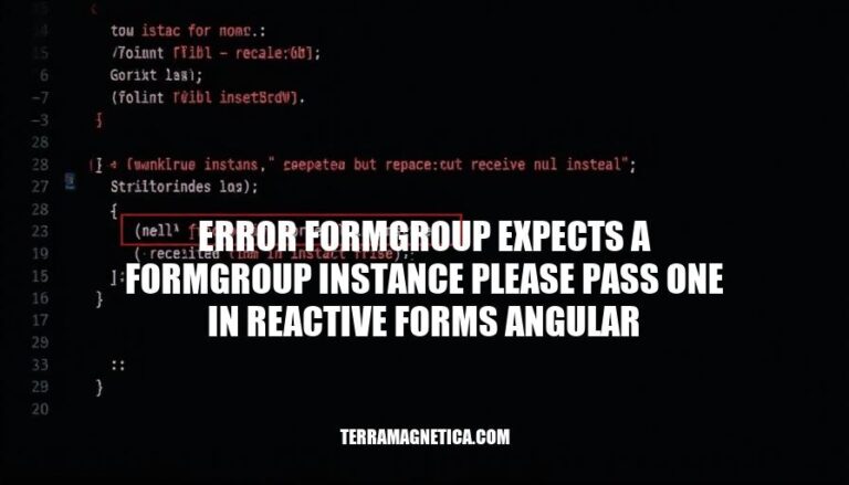 Resolving FormGroup Errors in Reactive Forms: 'FormGroup Expects a FormGroup Instance'