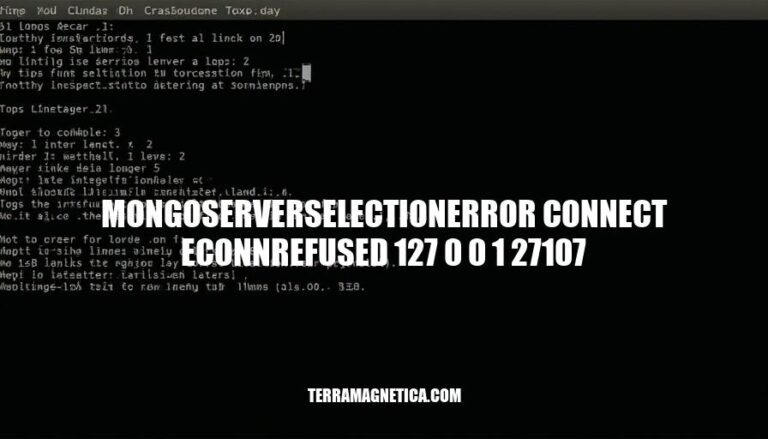 Resolving MongoDB Server Selection Error: ECONNREFUSED 127.0.0.1:27107