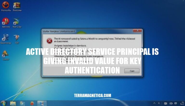 Active Directory Service Principal Authentication Error: Invalid Value for Key