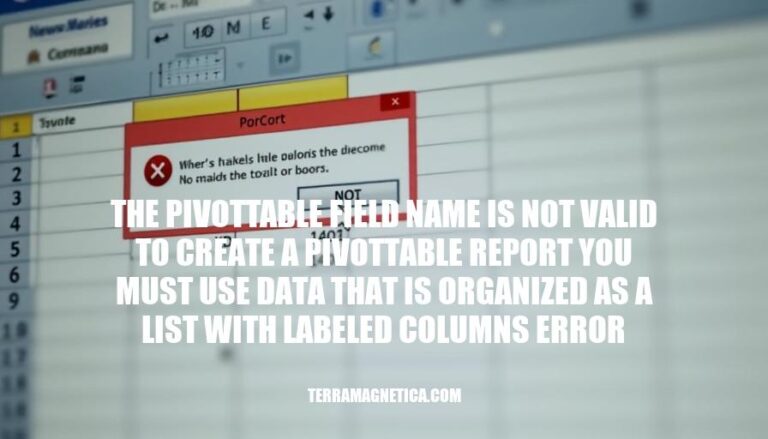 Fixing the Invalid PivotTable Field Name Error in Excel