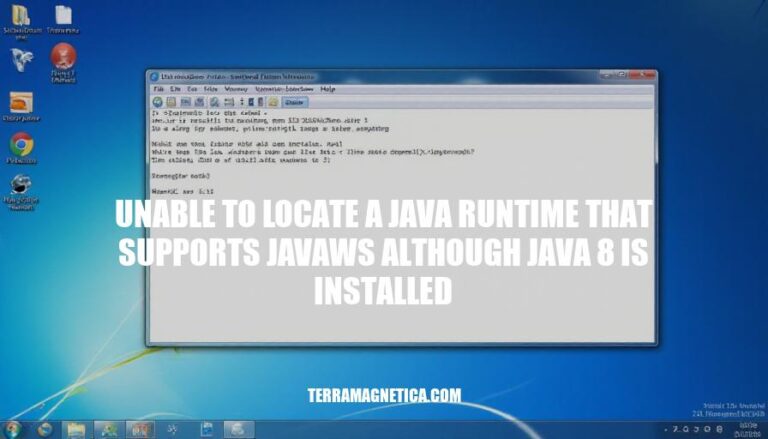 Java Runtime Error: Unable to Locate Javaws Support with Installed Java 8