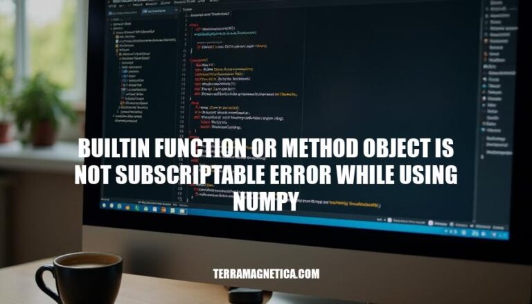 Resolving Builtin Function or Method Object Not Subscriptable Error with NumPy