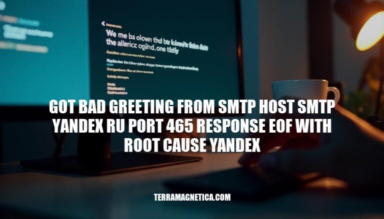 Resolving SMTP Connection Issues: Bad Greeting from Yandex SMTP Host (smtp.yandex.ru Port 465)